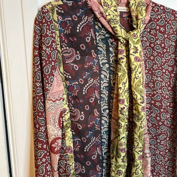 Soft Surroundings Langdon Paisley Print Tie Neck Blouse - Picture 6 of 6